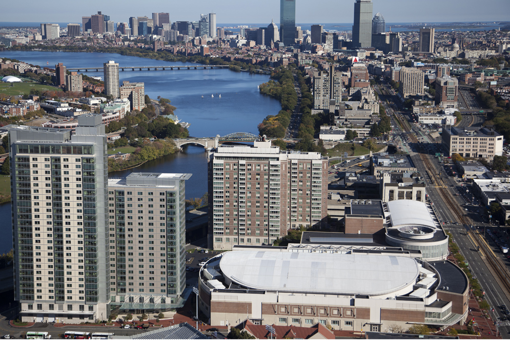 Aerial image of Boston University Campus during October 2010.  Photo by Alex S. MacLean