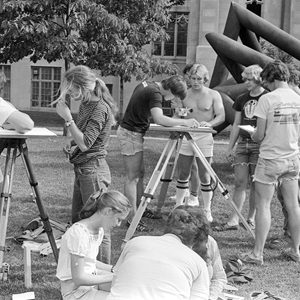 Students from CAS conducting geology experiments on the BU Beach in May 1981