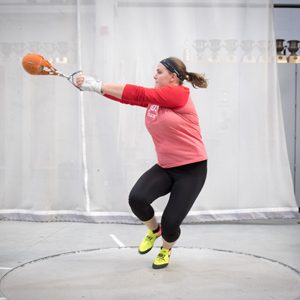 Sarah Cicchetti throws a 20 lb ball in the weight throw