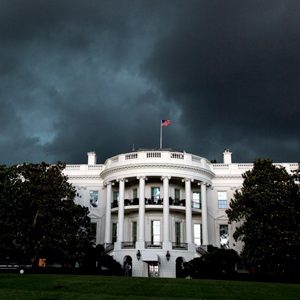 The white house against a stormy sky