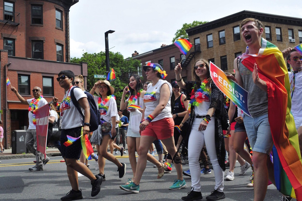 Boston Pride Parade: BU faculty, staff, and student groups participated in the parade June 9, organized by the nonprofit group Boston Pride, whose aim is to achieve inclusivity, equality, respect, and awareness. Photo by Rohin Banerji (ENG’19)