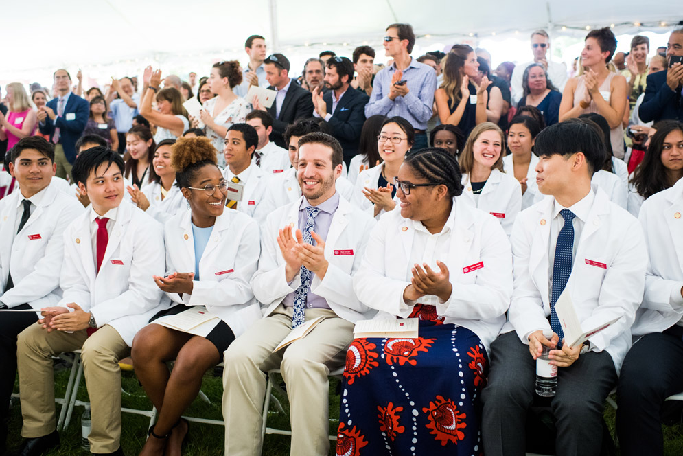 The School of Medicine’s 2018 White Coat Ceremony, a medical tradition where first-year students receive their white coats and recite the Hippocratic Oath, was held August 2. Photo by Jackie Ricciardi