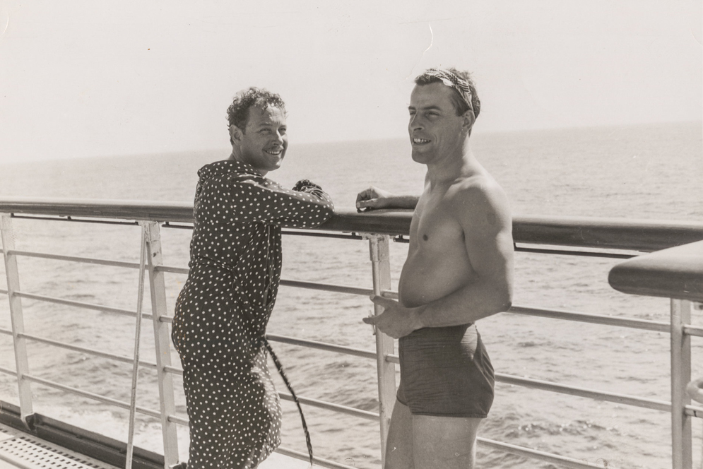 Tennessee Williams and Frank Merlo at a beach.