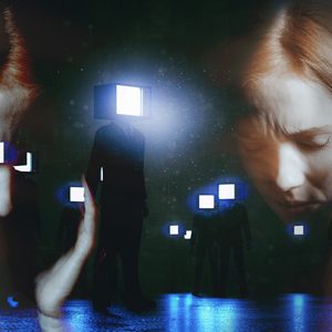 artistic depiction of television influencing the mind.