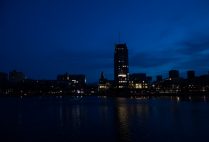 A view of the BU campus at night