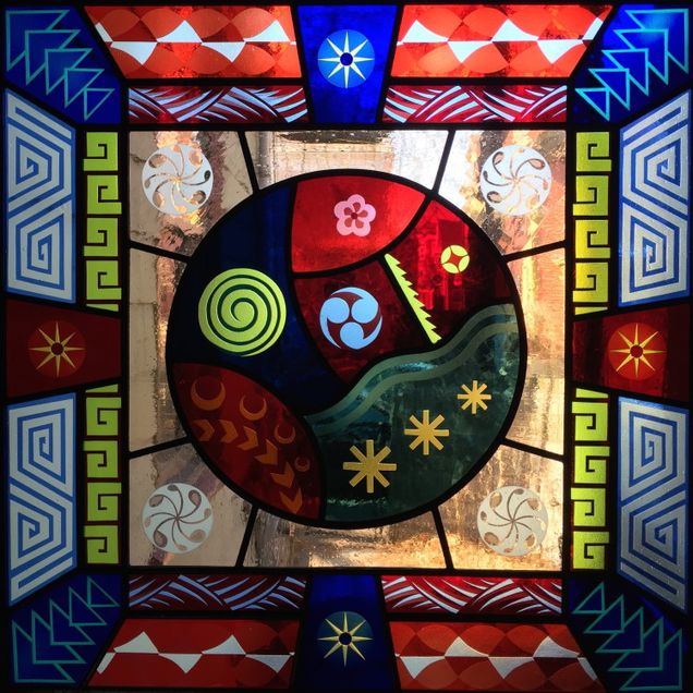 Kate Gakenheimer (Crafts Fellow ’21), Deco Circle (2018), stained glass, 23x23x2 in