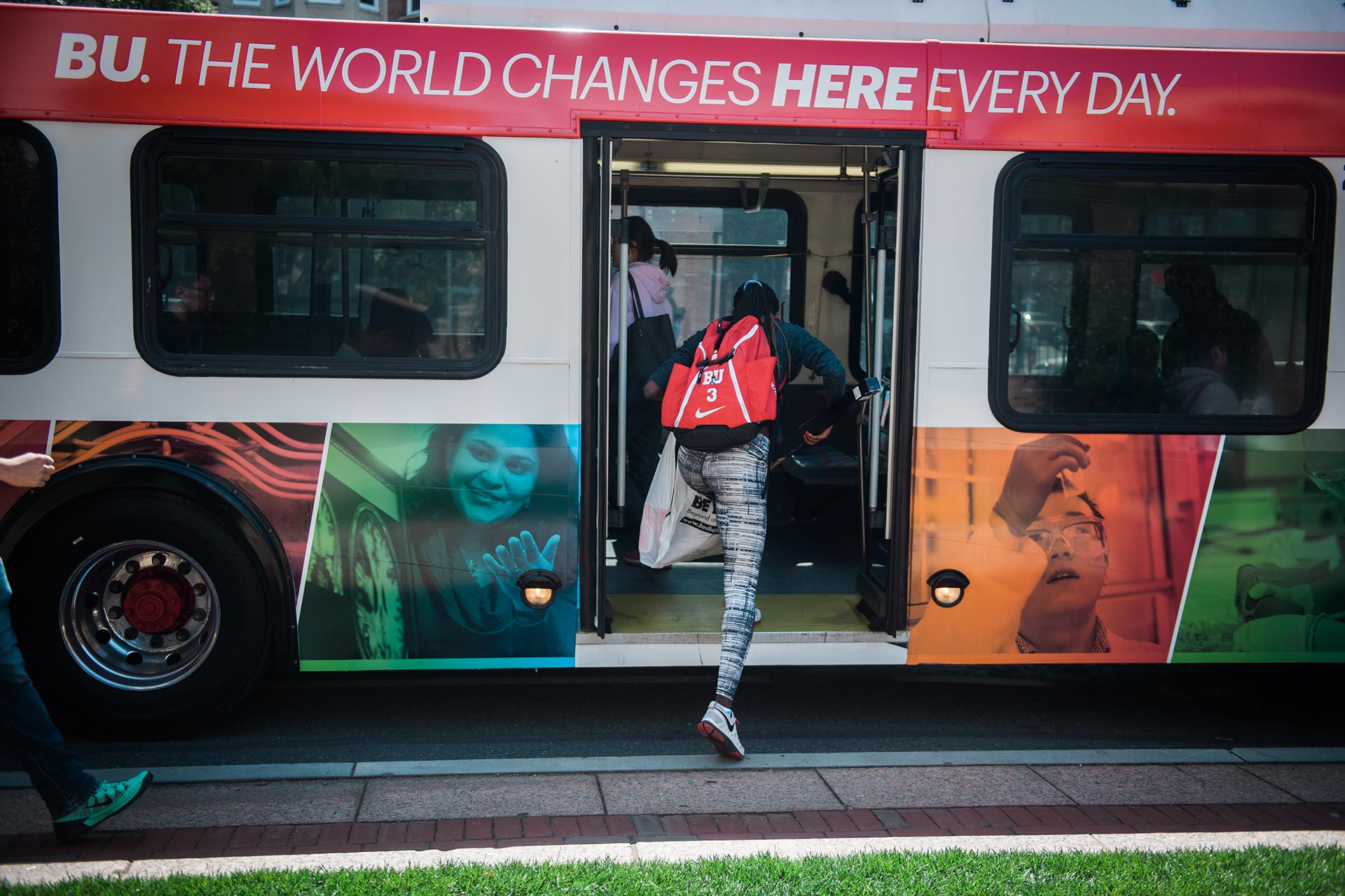 student boarding bu bus
