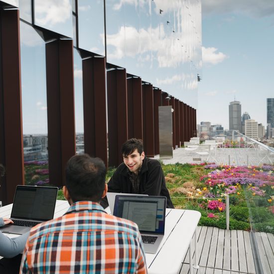 On the terraces of the Duan Family Center for Computing & Data Sciences building