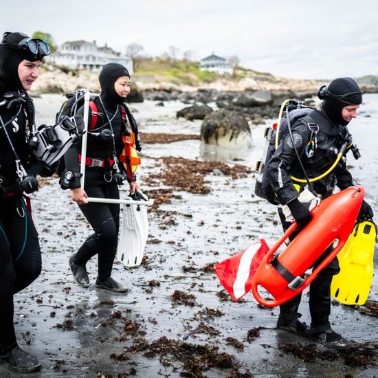 BU scuba diving instructor Lizzie McNamee teaches students during an excursion at Old Garden Beach in Rockport, Massachusetts