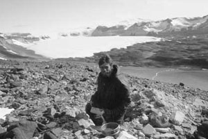 David Marchant’s research in the Dry Valleys of Antarctica suggests that sea levels will probably not rise dramatically if global warming continues. In the early 1990s, he discovered buried ice in the Dry Valleys that is at least 8.1 million years old. Bubbles of ancient air trapped within that ice may be the only record of the earth’s atmosphere in the Pliocene period. Photo by Adam Lewis