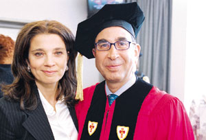 Nasser David Khalili, who received an honorary Doctor of Humane Letters degree, with his wife, Marion. Photo by Kalman Zabarsky