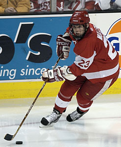 Captain Mark Mullen (SHA’04) was named Hockey East’s best defensive forward last season. Photo by John Quackenboss