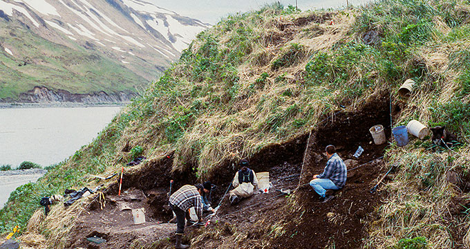 Archaeologists excavate middens at Amaknak Bridge in Dutch Harbor, Unalaska picture.