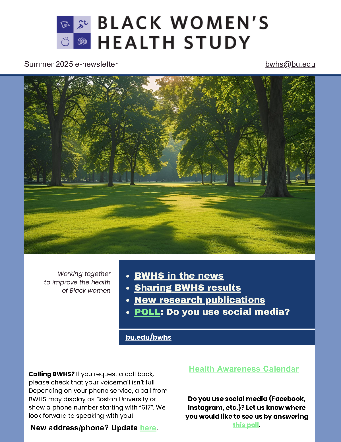 page 1 of the Summer 2025 e-newsletter