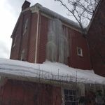 138 Mountfort Street—African American Studies—An elegant ice curtain. Photo by John Thornton.