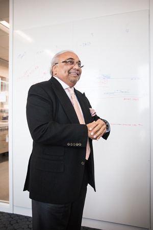 Rajen Kilachand’s gift, the largest in the history of Boston University, directs $15 million to support construction of the new Rajen Kilachand Center for Integrated Life Sciences & Engineering and $100 million to establish an endowment known as the Rajen Kilachand Fund for Integrated Life Sciences and Engineering. Photo by Conor Doherty.