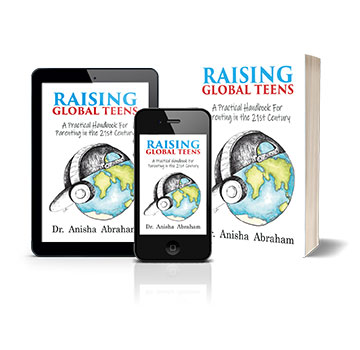 Cover of Raising Global Teens: Parenting in the 21st Century in print and on tablet and mobile phone