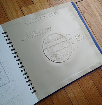 Interior page of Touch the Stars (5th edition), showing Braille used throughout bool
