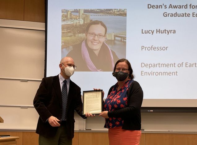 Professor Hutyra receives Dean's Award