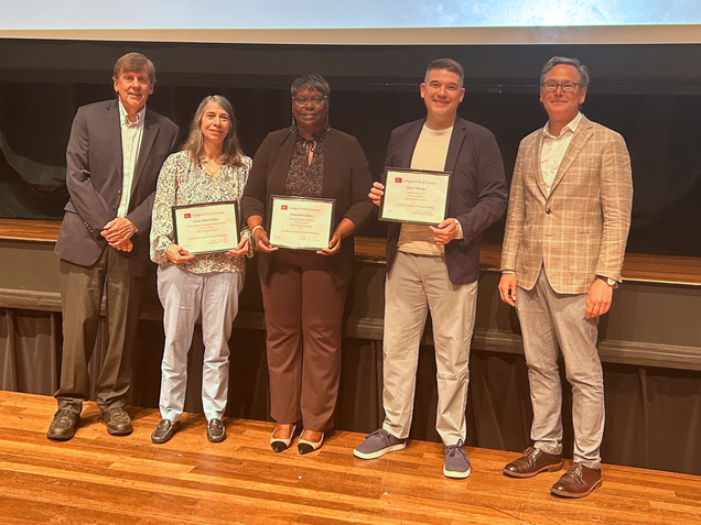 Kyle Gobrogge (second to right) receiving the Templeton Award for Student Advising.