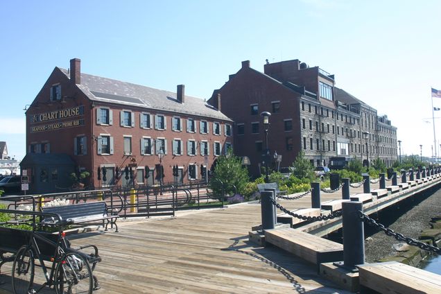 Customs House Boston Harbor and Long Wharf Revolutionary Site of the Boston Tea Party During the American Revolution