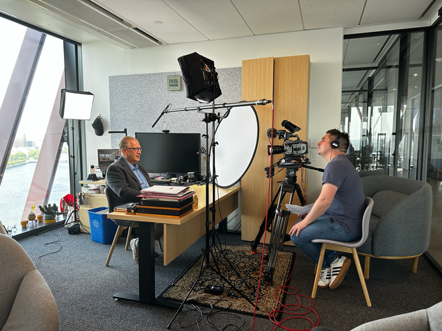 Photo of Azer Bestavros filming with the Smithsonian Channel