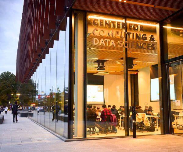 Photo of the exterior of the BU Center for Computing & Data Sciences ground level