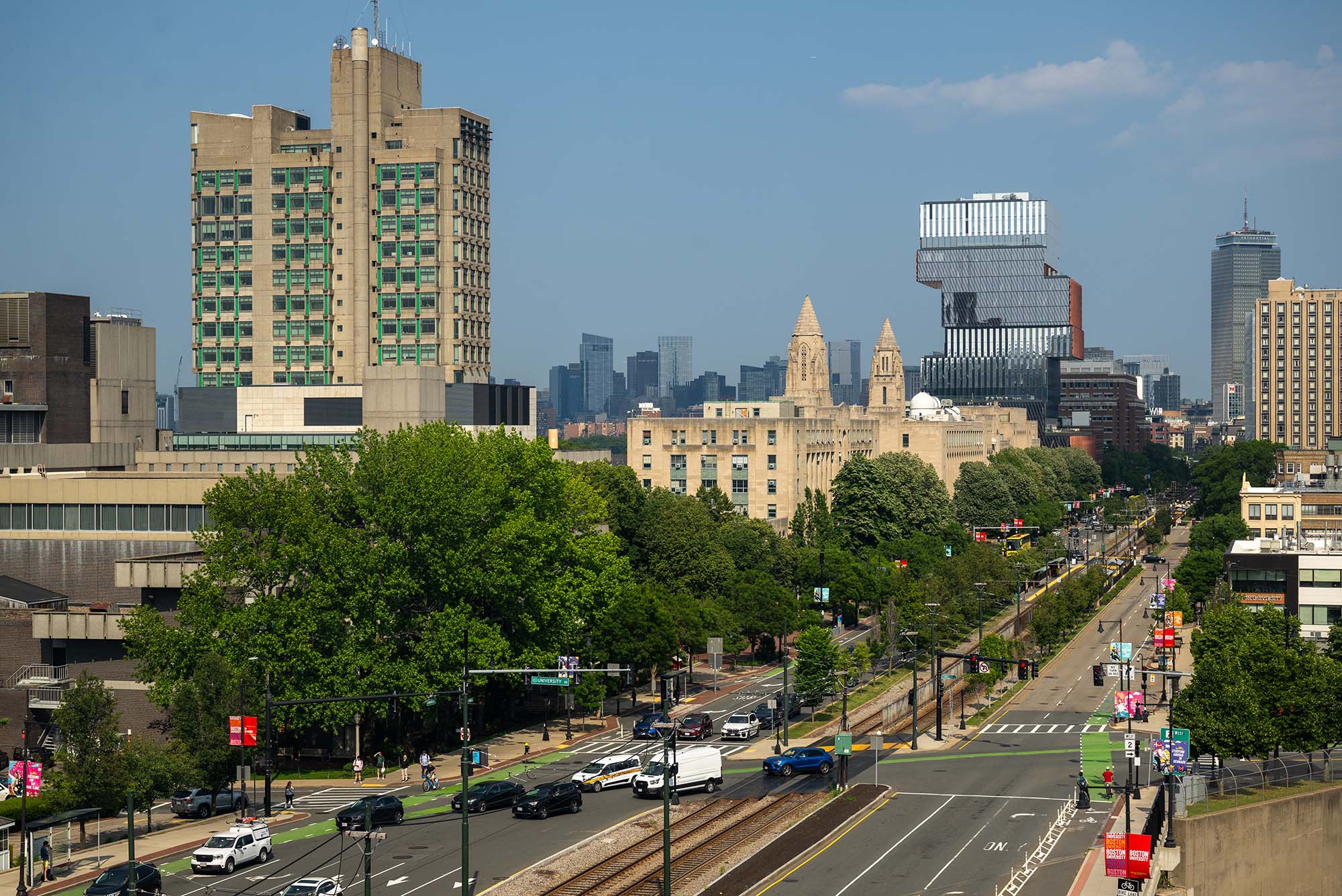 Photo of Boston University campus, including the Center for Computing & Data Sciences in the background