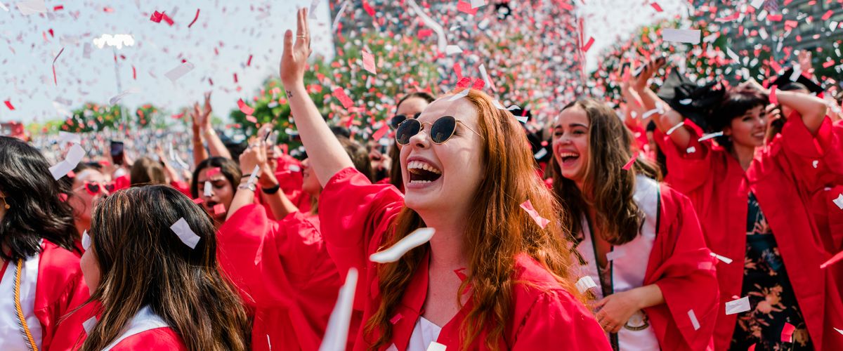 Photo of students celebrating graduation