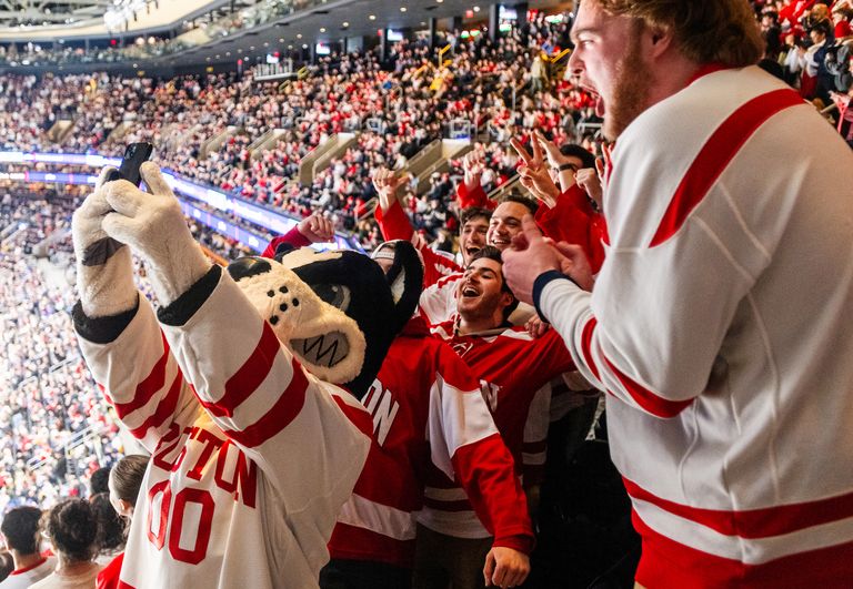 The dog pound at the Beanpot Tournament