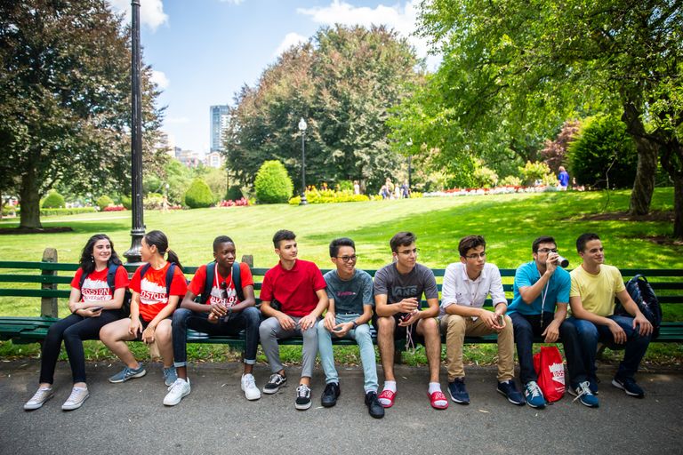 CELOP student on a bench in the Public Garden Boston