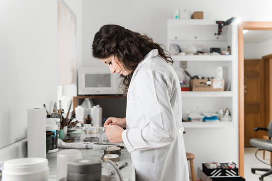 Kaylee Dougherty of Boston Ocular Prosthetics creates artificial eyes and facial prosthetics in her office