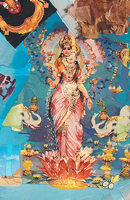 Detail from Autobiography: India (Lakshmi) (1984) Mixed media collage on paper; 17 3/4 x 26 3/4 x 2 in.