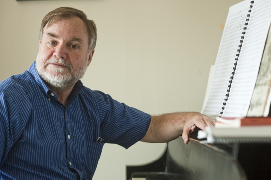 8/3/09 10:51:15 AM -- Boston, Massachusetts CFA Music Prof. Richard Cornell at Piano or with Musical Scores Photo by Vernon Doucette for Boston University Photography