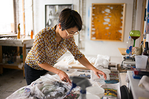 image of Assistant Professor Lucy Kim in her studio