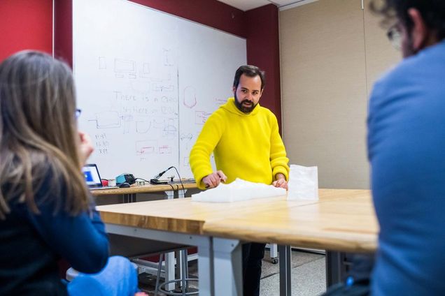 Francisco Alarcon conducting a workshop called Challenges in Art Fabrication: Concept, Design, and Prototyping.