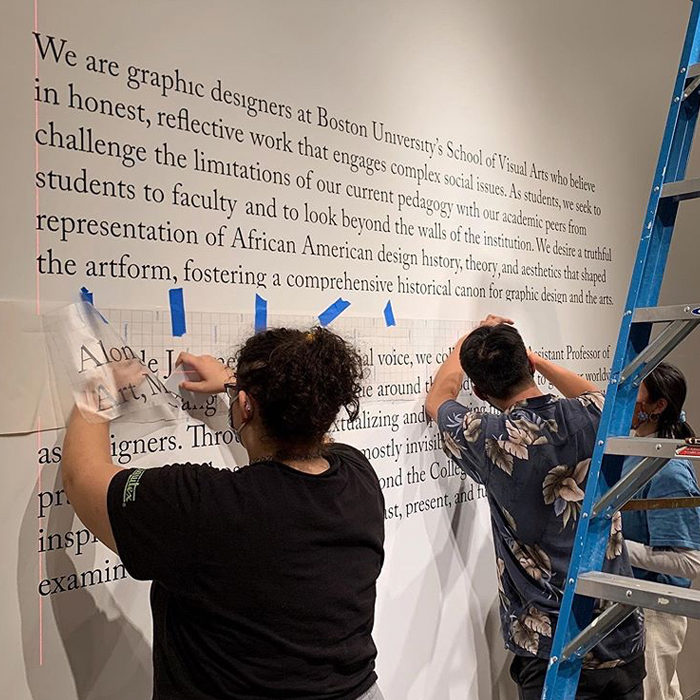 As, Not For BU graphic design students install exhibition