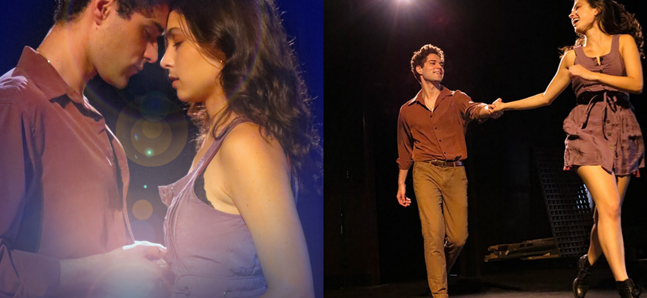 Mishka Yarovoy as Romeo and Emma Laird as Juliet, holding hands
