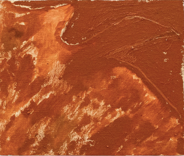 Painting: Their Songs Ring like Echoes, Layers of Sediment and Clay, North Carolina clay pigment and oil on panel, 2022