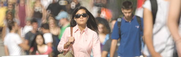 Students walking on campus