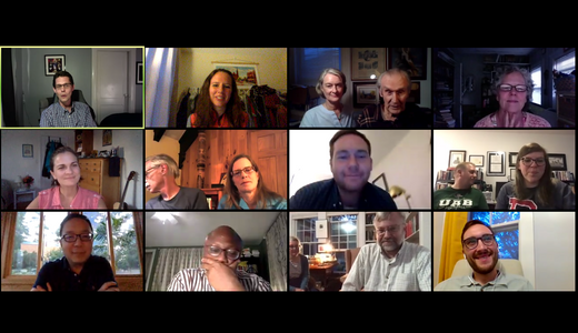 A zoom screen of 12 participants