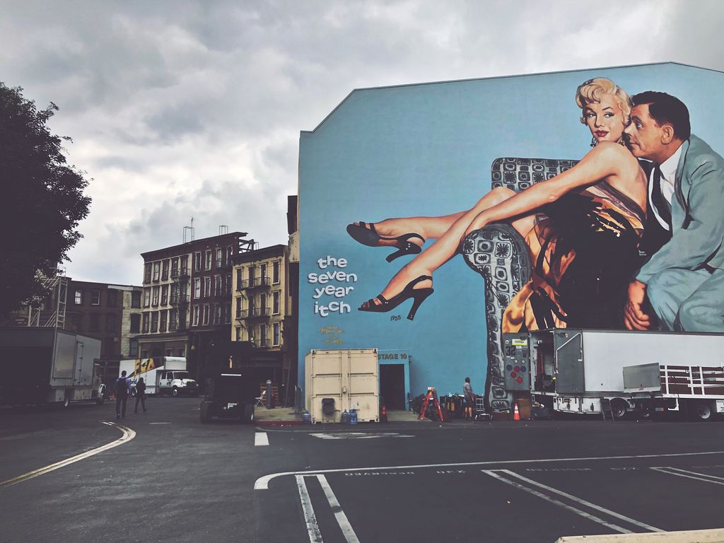 A mural of Marilyn Monroe and her Seven Year Itch co-star