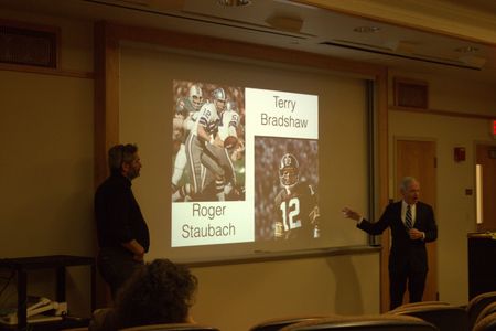 Associate Professor Thomas Whalen discussed historic sports rivalries and various great NFL quarterbacks.