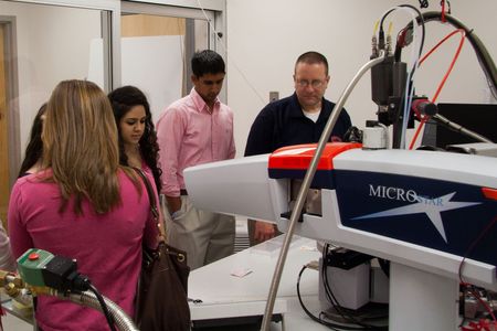 Acton-Boxborough Regional High School Crystallography visit Students are shown the X-ray instrument by Dr. Jeff Bacon