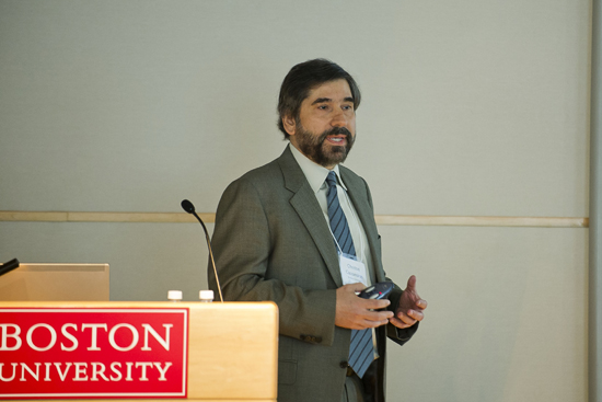 CITIES ENG's Christos Cassandras talked about technology being able to assist with the hassle of finding a parking space. Photo by Kalman Zabarsky