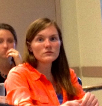 Patricia Cahill (MET'18) listens closely to King's lecture