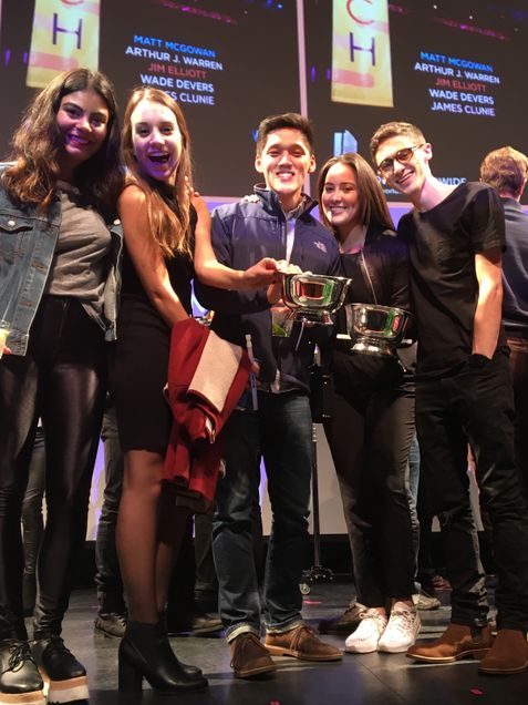 Photo from left to right: Mariana Rincon Munoz, Karina Zack (silver winner), Jason Gan (silver winner), Isabella, Bolivar Moreno, Jordan Pories (silver winner)