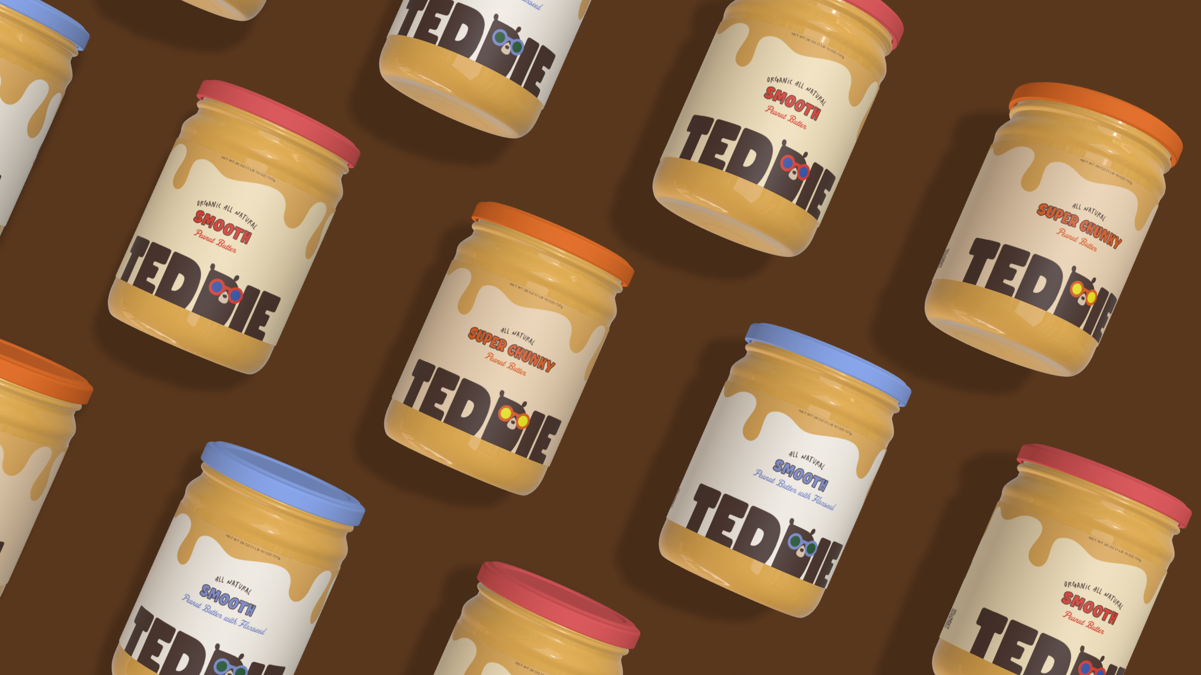 Jars of Teddie Peanut Butter.