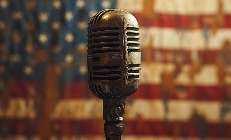 First Amendment Microphone US Flag