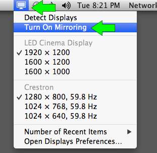 Cambiare l'impostazione del Desktop Mirroring